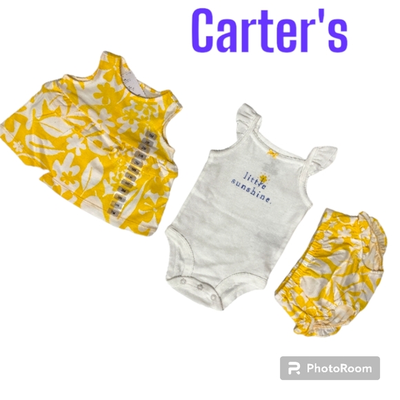 New. Carter's 3-Piece Floral Little Short Set - Picture 1 of 8